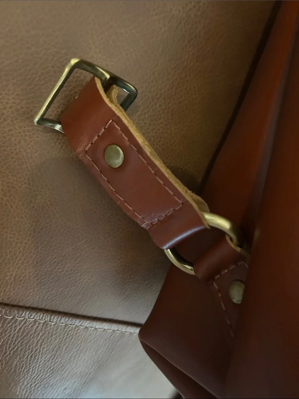Portland Leather Brown Leather Backpack with Gold Zipper